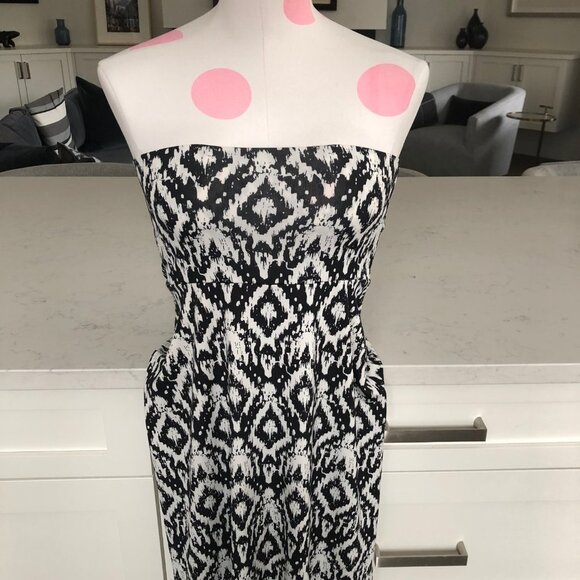 Artizan Robin Signature Pull On Abstract Print Maxi Dress Blk White Sz S NWOT - Picture 3 of 10